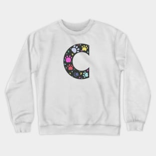 C letter  with colorful paw print Crewneck Sweatshirt